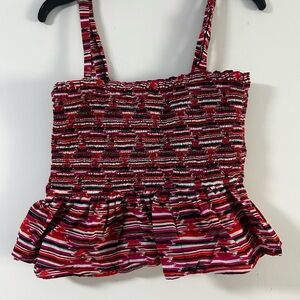 LOFT Red and Pink Peplum Tank Top